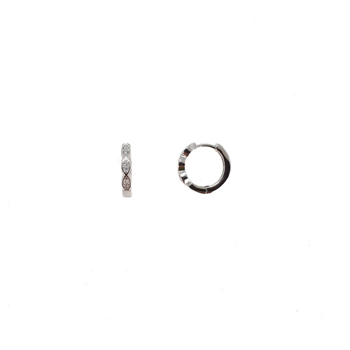 SANTO STERLING SILVER PATTERNED CZ HUGGIE EARRINGS