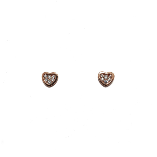 SANTO ROSE GOLD PAVE CENTRE HEART STUDS