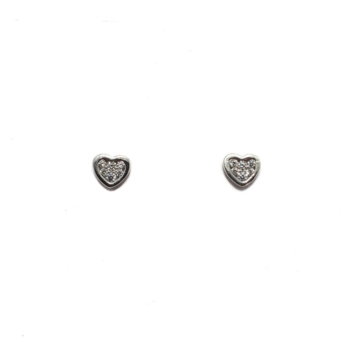 SANTO STERLING SILVER PAVE CENTRE HEART STUDS