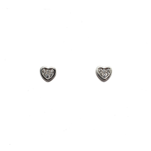 STERLING SILVER PAVE CENTRE HEART STUDS
