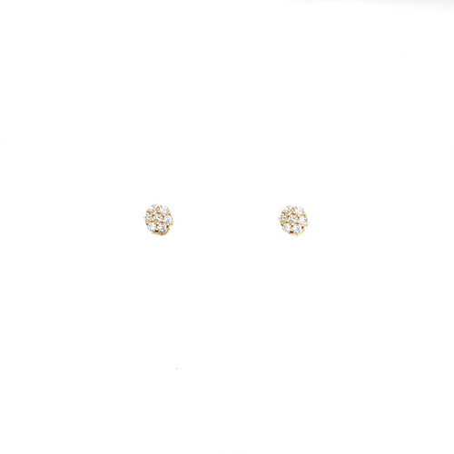 YELLOW GLD SMALL CUBIC ZIRCONIA CLUSTER STUDS