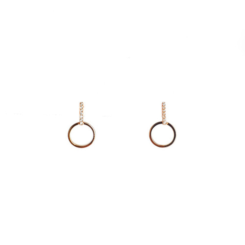 ROSE GOLD CUBIC ZIRCONIA BAR WITH CIRCLE STUDS