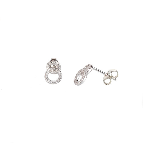 SANTO STERLING SILVER TWO CIRCLE CRYSTAL STUDS