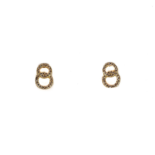 YELLOW GOLD TWO CIRCLE CRYSTAL STUDS