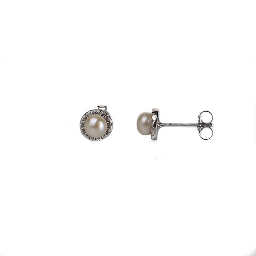 STERLING SILVER AND FRESHWATER PEARL CZ STUDS