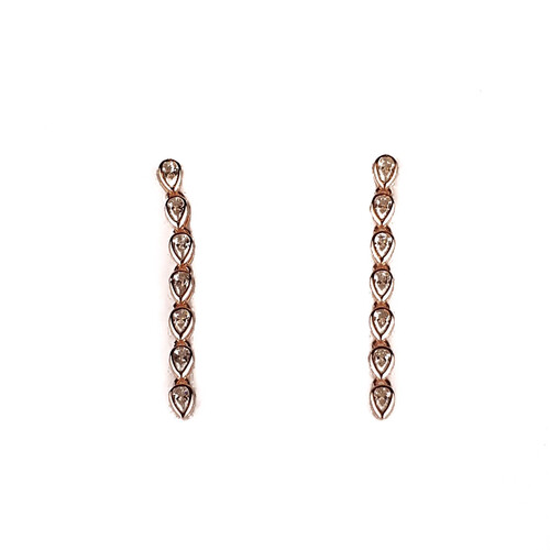 SANTO ROSE GOLD MULTI CZ LONG DROP STUDS