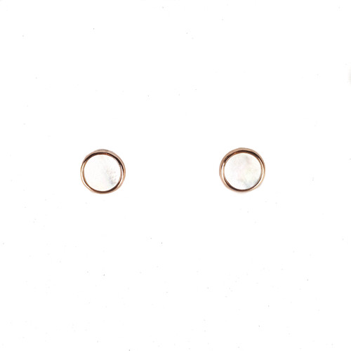 ROSE GOLD 7MM MOTHER OF PEARL DISC EARRINGS
