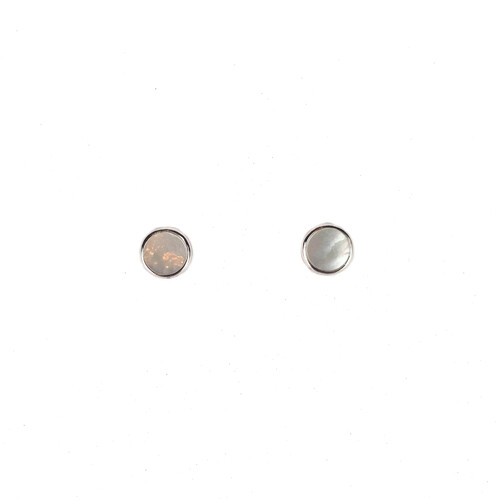 SANTO STERLING SILVER 7MM MOTHER OF PEARL DISC STUDS