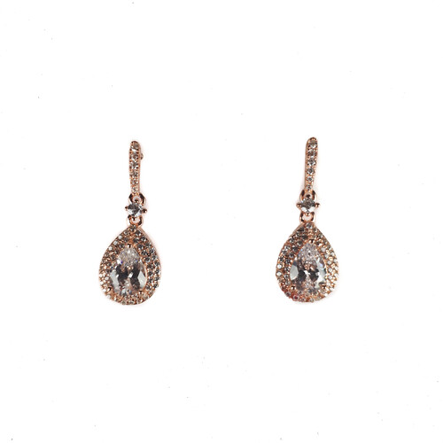 SANTO ROSE GOLD TEARDROP ON BAR DROP EARRINGS