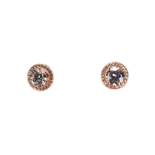 SANTO ROSE GOLD TWO WAY CZ HALO STUDS