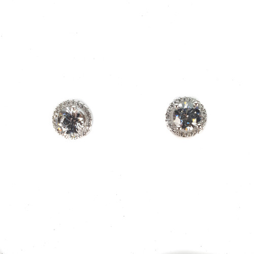 STERLING SILVER TWO WAY CZ HALO STUDS