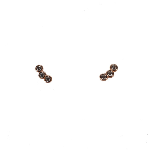 SANTO ROSE GOLD THREE BEZEL SET CZ STUDS SMALL