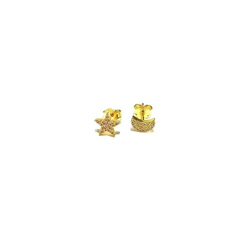 YELLOW GOLD MOON AND STAR EARRINGS