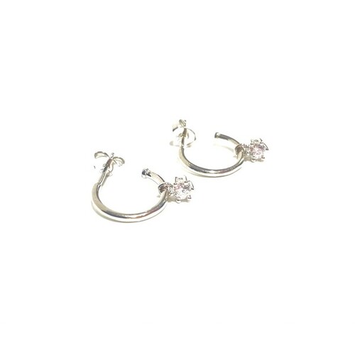 STERLING SILVER HOOPS WITH CZ