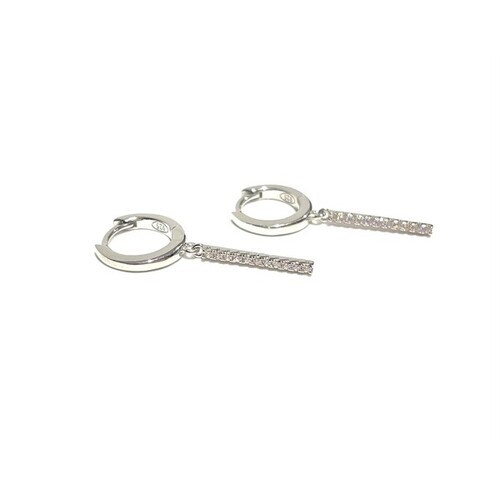 SANTO STERLING SILVER HOOPS WITH CZ BAR