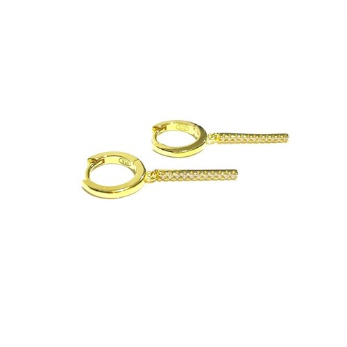 SANTO YELLOW GOLD HOOPS WITH CZ BAR