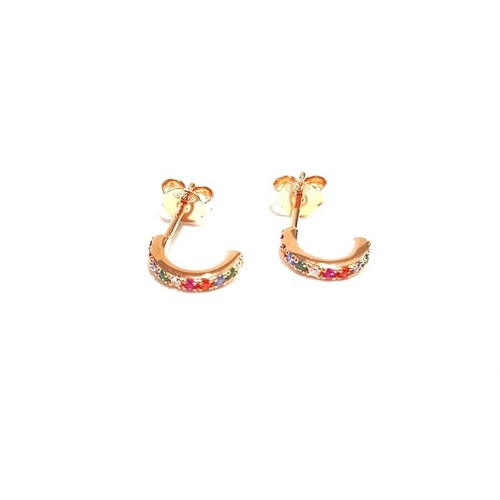 SANTO ROSE GOLD RAINBOW CZ STUD HOOPS