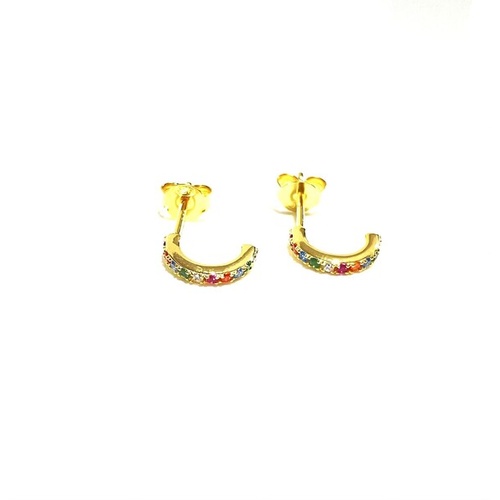 SANTO YELLOW GOLD RAINBOW CZ STUD HOOPS
