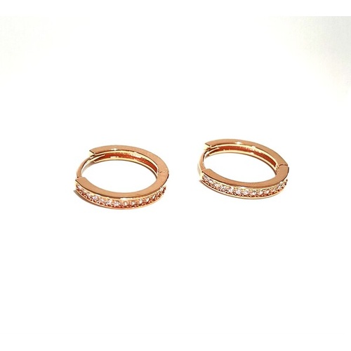 ROSE GOLD CZ HUGGIE EARRINGS