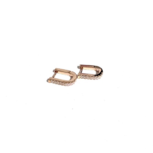 ROSE GOLD CZ RECTANGULAR HUGGIES