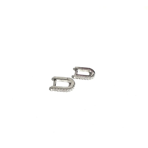 SANTO STERLING SILVER CZ RECTANGULAR HUGGIES