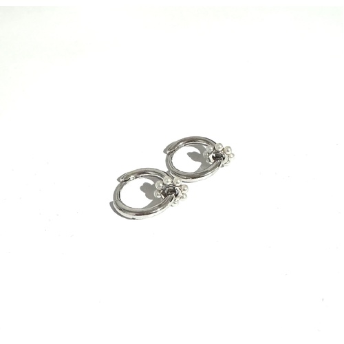 SANTO STERLING SILVER HUGGIES WITH FRESH WATER PEARL CIRCLE