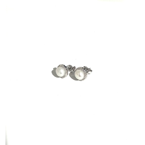 SANTO STERLING SILVER FRESH WATER PEARL WITH CZ HALO STUDS