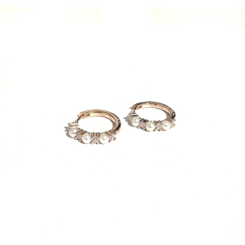 ROSE GOLD FRESHWATER PEARL HUGGIE EARRINGS
