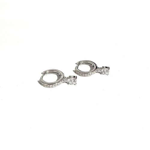SANTO STERLING SILVER CZ HUGGIES WITH CZ DROP