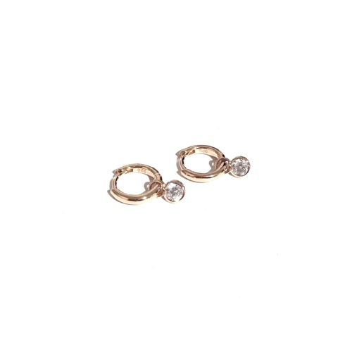 SANTO ROSE GOLD HUGGIES WITH CLEAR CZ DANGLE