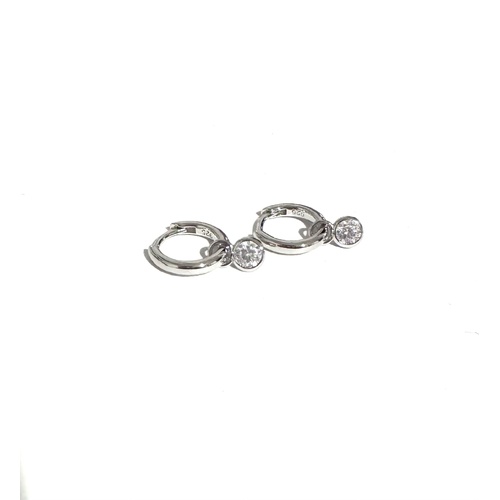 SANTO STERLING SILVER HUGGIES WITH CLEAR CZ DANGLE