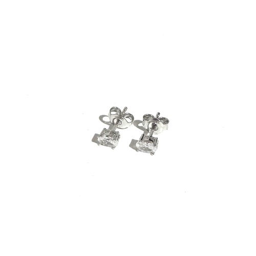 SANTO STERLING SILVER SMALL OVAL CZ STUD EARRINGS