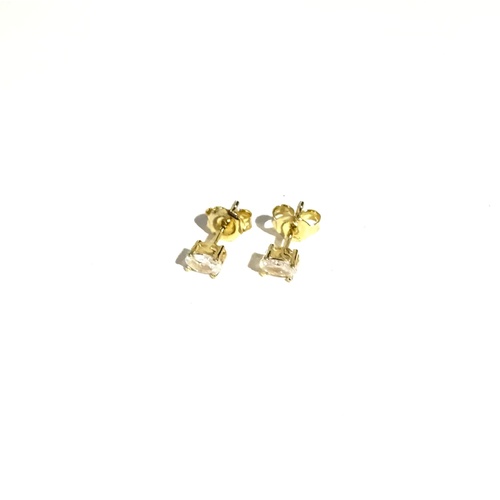 SANTO YELLOW GOLD SMALL OVAL CZ STUD EARRINGS