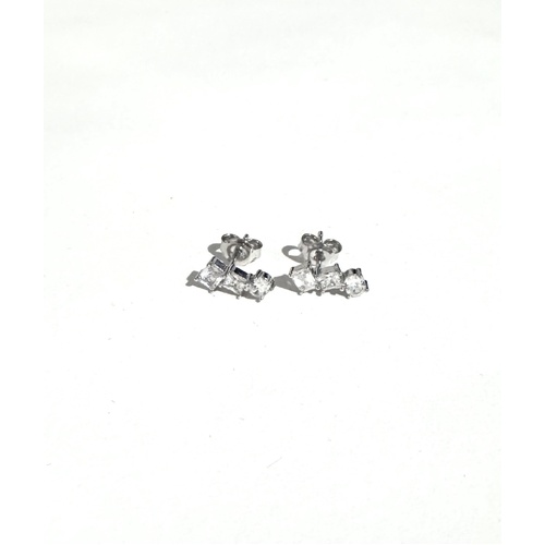 SANTO STERLING SILVER MULTI SHAPE CZ STUD EARRINGS