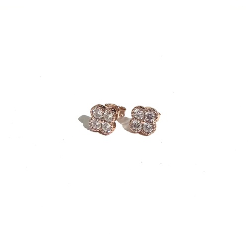 SANTO ROSE GOLD PLATED S/SIL FLOWER STUD EARRINGS