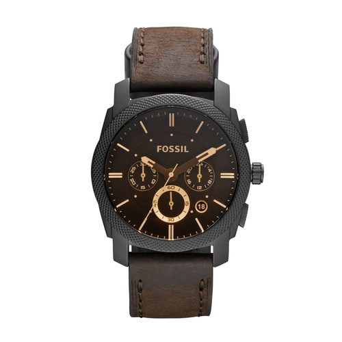 FOSSIL MACHINE MID-SIZE BROWN LEATHER CHRONO