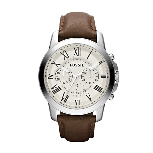 FOSSIL S/STEEL GENTS BROWN LEATHER CHRONOGRAPH 50M W/R Watch