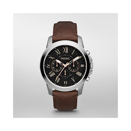 MENS FOSSIL GRANT BROWN LEATHER CHRONO