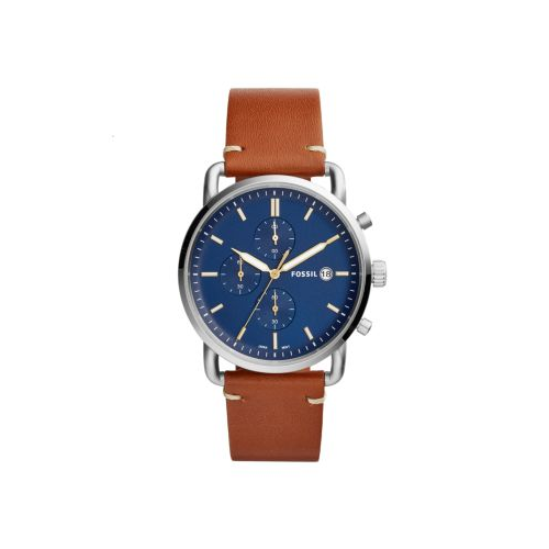 FOSSIL TAN LEATHER BLUE DIAL TOWNSMAN