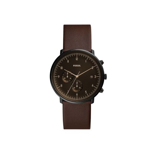 FOSSIL CHASE TIMER BROWN LEATHER AND BLACK WATCH