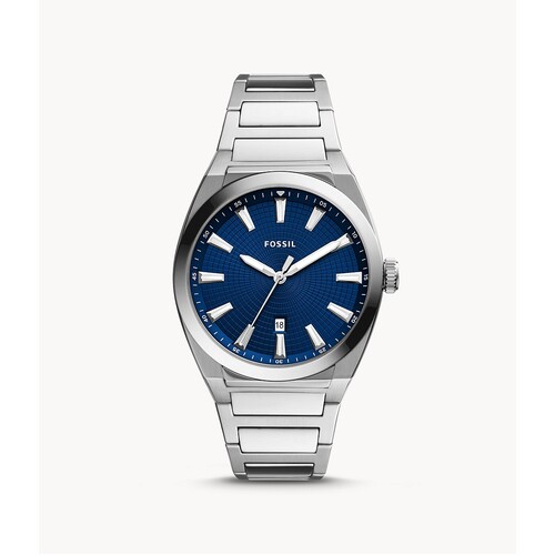 FOSSIL EVERETT STAINLESS STEEL BLUE DIAL WATCH