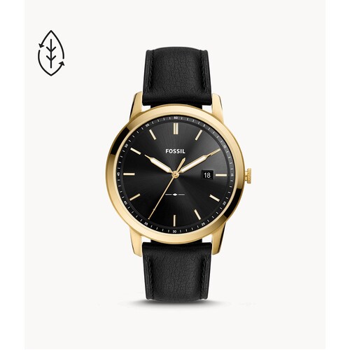 FOSSIL THE MINIMALIST SOLAR POWERED BLACK LEATHER WATCH