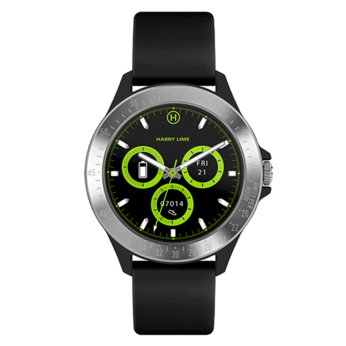 HARRY LIME BLACK AND SILVER SILICONE SMARTWATCH