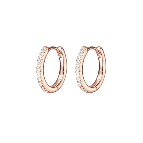 Indulge Rose Gold Plated Sterling Silver 12mm huggie earrings with CZ details