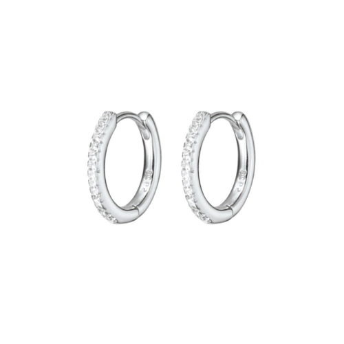 Indulge Sterling Silver 12mm huggie earrings with CZ details