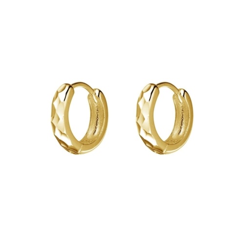 Indulge Yellow Gold Plated Sterling silver etched hoop earring