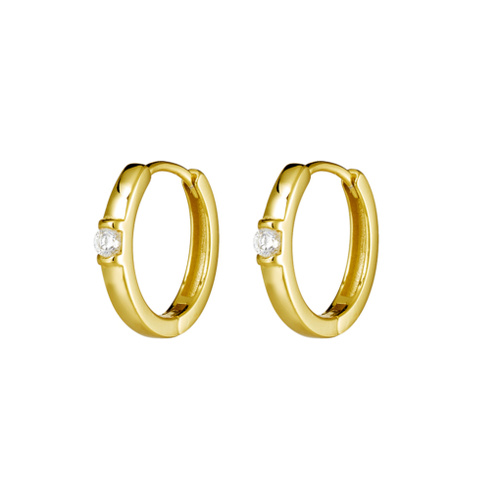 Indulge Sterling silver 14 ct gold plated hoop featuring CZ stone
