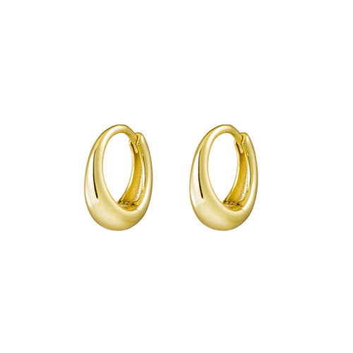 Indulge Yellow Gold Sterling silver petite concave hoop earrings