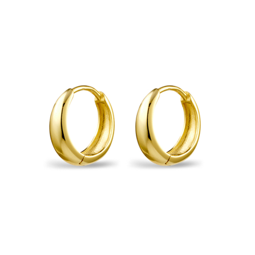 Indulge Yellow Gold Plated Sterling silver everyday tapered 8mm huggie earrings