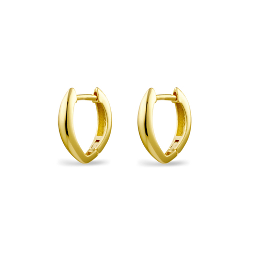 Indulge Yellow Gold Plated Sterling silver mini rounded “V” huggies
